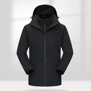 Trenchs pour hommes Automne et hiver Veste de voyage en plein air Double couche détachable coupe-vent imperméable vêtements d'escalade pour hommes femmes