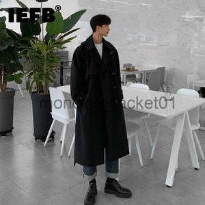 Men's Trench Coats IEFB Men's Wear Korean Trend Windbreaker Mid Long Loose Clothes Handsome Male's Autumn Casual Trench Coat With Belt New 4312 J230920