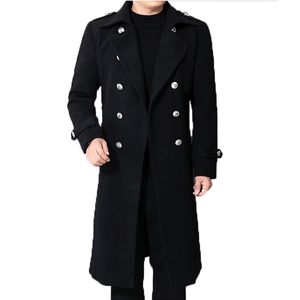 Men's Trench Coats Long dust coat Men Winter Warm Woolen Cloth Coat Mens Double Breasted Slim Casual Jackets Solid Business Outwear 230909