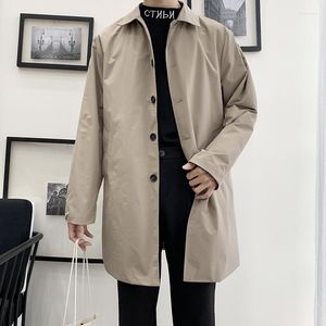 Hommes Trench-Coats Hommes M-5XL Plus La Taille Manteau Coupe Ample Long Revers Simple Poitrine Coupe-Vent Veste Bouton Pardessus Hommes Vêtements