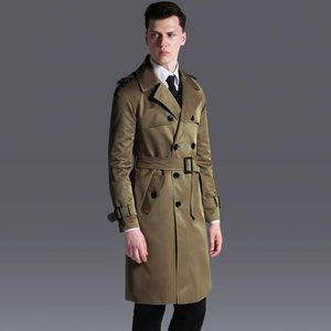 Gabardina para hombre S-6xl Primavera Otoño Abrigo de doble botonadura delgado Hombres Inglaterra Abrigo largo Manga Prendas de abrigo Tallas grandes Ropa para hombres