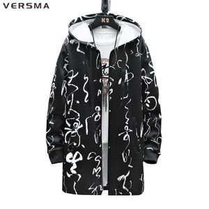 Gabardinas para hombres VERSMA Coreano Harajuku Vintage Long Mens Cardigans Trench Male Spring Oversize Long Men Trench Coat Abrigo Hombres Drop 220826