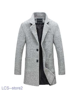 Hommes Trench Coats Gros- 2017 Nouveau Long Manteau Hommes Coupe-Vent Hiver Mode Hommes Pardessus 40% Laine Qualité Épais Chaud Mâle Vestes 5xl