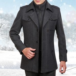 Gabardina para hombre, abrigo de invierno para hombre, chaqueta cortavientos de lana larga para hombre, abrigo gris de manga térmica gruesa de talla grande 230809