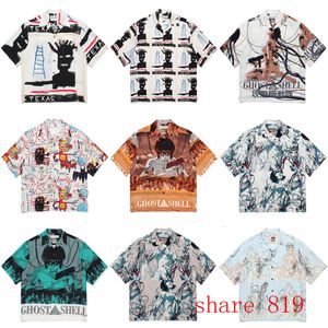 Camisetas Masculinas Multi Filme Impressão Digital Design WACKO MARIA Camisa Curta 2023 Verão Homens Mulheres Alta Qualidade Hawaii Beach 230715