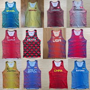 T-shirts pour hommes OUGANDA Stripes Man Fast Running Net Respirant Vest Speed Professional Athlete Track Field Singlet Personnalisable 230220