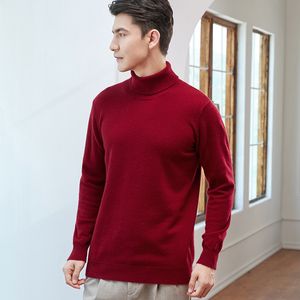 T-shirts pour hommes hiver pull à col roulé homme luxe mode haut de gamme 100 laine tricots chaud affaires gentleman pull gratuit 230223