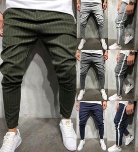 Pantalones de jogger de la sarga de los hombres 2018 Nuevo raya urbana Pantalones casuales rectos Slim Fitness Pantalones largos S-3XL