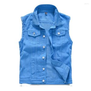 Gilets pour hommes Blue Denim Vest 2023 Été 5XL Mince Jean Vestes Hommes Gilet Sans Manches Slim Fit Casual Mâle