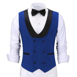 Gilets pour hommes Casual Business Vest Royal Blue Slim Fit Prom Double Breasted Blazer Champagne Costumes Gilet pour mariage Man Grooms