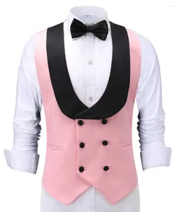 Gilets pour hommes Gilet décontracté Rose Serveur Slim Fit Gilet Prom Blazer pour mariage Double boutonnage Homme Grooms