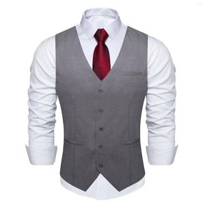 Gilets pour hommes gris solide rayonne polyester costume gilet pour hommes formel mariage affaires blazer gilet vêtements en gros DiBanGu