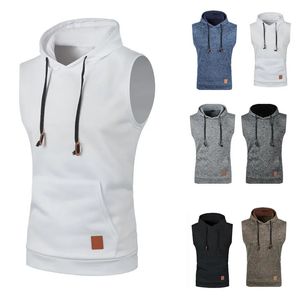 Gilets pour hommes Mens Muscle Sweat à capuche Gilet sans manches Bodybuilding Gym Vêtements d'entraînement Casual Fitness Chemise Hip Hop Débardeurs Sweat-shirt 230927