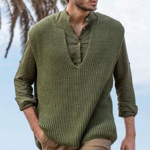 Chalecos para hombres Suéter para hombre Chaleco militar con cuello en V Estilo de tipo duro Primavera y otoño Forma de figura Transpirable Forrado de moda para hombres