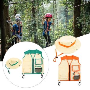 Gilets pour hommes Kit d'aventure en plein air pour enfant Cargo VestHat Explorer Costume Gilet et chapeau Set Backyard