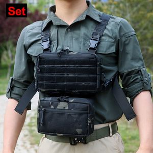 Gilets pour hommes Sac de gilet tactique en plein air CS Militaire Wargame Chest Rig Airsoft Pouch Holster Molle Système Hommes Épaule Camping Sac à dos 1000D 230822