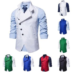 Gilets pour hommes Solide Mens Costume Gilet Casual Slim Hommes Robe Formelle Business Mariage Gilet Mâle Gilet Homme Single Breasted Party Outwear