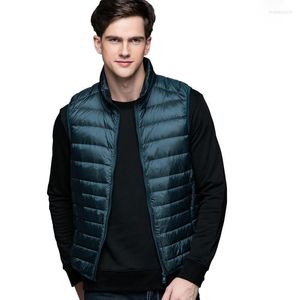 Men's Vests Spring Man Duck Down Vest Ultra Light Jackets Men Fashion Sleeveless Outerwear Coat Autumn Winter 90% White Stra22