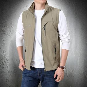 Chalecos para hombres Chaleco fino de verano Chaqueta Ropa casual al aire libre Ligero Manga corta Cuello de pie Abrigo de trekking masculino Viajando 220926