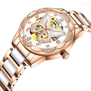 Montre homme montres-bracelets luxe dames montre mécanique Unique papillon squelette cadran strass Design montre