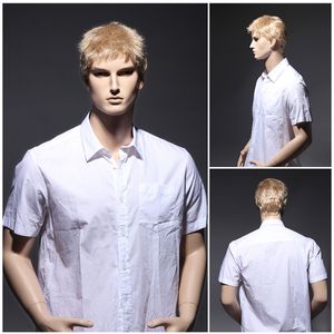 Perruques pour hommes Blonde Perruque courte pour hommes Japonais KA Fiber Straight Toupee Cheveux naturels résistants à la chaleur