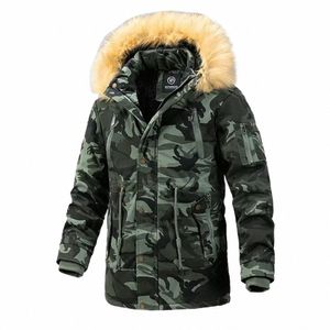 Vestes d'hiver pour hommes avec capuche en fourrure Camoue Parkas Hommes Vestes d'extérieur Randonnée Trekking Manteaux Épaissir chaud j8Aa #