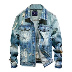 Vestes pour hommes Hommes Hiver Jean Vêtements d'extérieur Automne Casual Tops Veste Mâle Trou Denim Épaississement Manteaux à manches longues