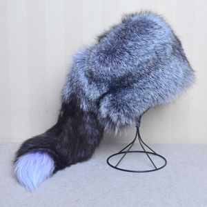 Gorro de piel de zorro auténtico para hombre y mujer, gorro de esquí ruso Ushanka Mongolia