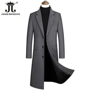 Men's Wool Blends Autumn and Winter Boutique Woolen Black Gray Classic Solid Color Thick Warm Men's Extra Long Wool Trench Coat Male Jacket 231122