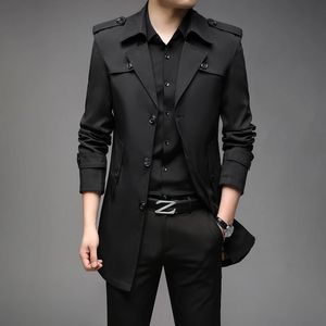 Men's Wool Blends Mantel Musim Semi Pria Baru Mode Hujan Panjang Gaya Inggris Jaket Pakaian Luar Kasual Penahan Angin Merek 231013