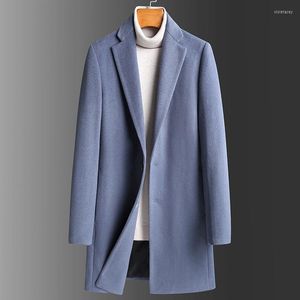 Mélanges de laine pour hommes Minglu Long Style Homme Trench Luxe Automne Hiver Couleur Unie Casual Hommes Vestes Et Manteaux Slim Fit Épaissir Homme 3XL Vi