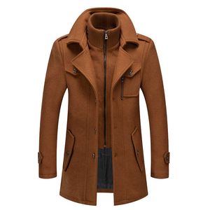 Men's Wool Blends Vintage Doublar Solid Woolen Jackets Men Winter Casual Long Sleeve Button-down Thick Coats Warm Mens Outerwear Streetwear HKD230718