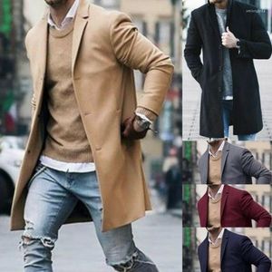 Hommes laine mode à manches longues manteau décontracté chaud épaissir laine caban automne hiver pardessus