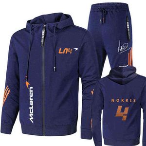 Felpa con cappuccio con zip da uomo, tuta da gara di Formula 1 e tuta da pantaloni della tuta, Lando Norris F1, Mclaren Team, Autunno e Inverno G1209