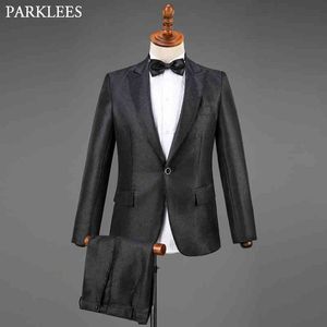 Hommes Brillant Noir Costume Ensemble Costumes De Mariage pour Hommes Blazer Pantalon Noeud Papillon 3 Pièce Mens Glitter Tuxedo Costume Costume De Fête Homme Mariage 210524