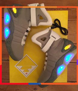chaussures hommes Retour vers le futur lacets automatiques Air Mag Sneakers Marty Mcfly's air mags Led Shoes Back Future Glow In Dark Grey Mcflys designer de chaussures pour hommes