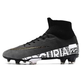 Hommes Football Chaussures Adulte Enfants TF / FG Haute Cheville Football Bottes Crampons Herbe Formation Sport Chaussures Tendance Hommes Baskets 35-45 220513