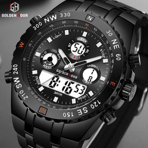 Hommes sport analogique LED affichage montre numérique étanche mode noir bracelet en caoutchouc loisirs horloge Reloj Hombr montres-bracelets