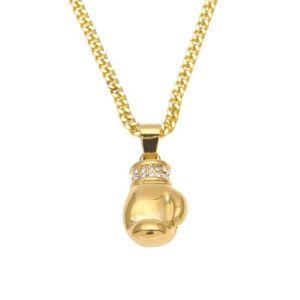 Hommes en acier inoxydable Boxing Glove Pendant Hip Hop Punk Style Gold Silver Pendant Collier Fashion Sport Fitness Jewelry220c