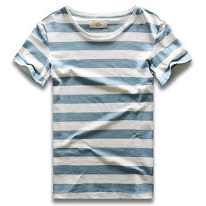 T-Shirt rayé à manches courtes pour homme, haut à rayures, mode masculine, bleu, rouge, blanc, noir, Costume de fête Cosplay, 240306