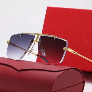 Hommes lunettes de soleil sans monture luxe Designer lunettes de soleil pour hommes UV400 métal Temples mode lunettes