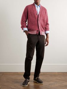 Suéter para hombre, diseñador, estilo europeo y americano, otoño e invierno, Loro Piana Sey, cárdigan de mezcla de seda y cachemir acanalado