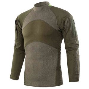 Hommes tactiques t-shirts armée vert à manches longues Camouflage randonnée T-Shirt printemps automne chasse Paintball vêtements T220808