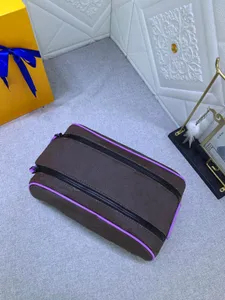 Bolsas de cosméticos de viaje para hombre, organizador de estuches de cosméticos para mujer, color verde púrpura, nuevo bolso de maquillaje de diseñador, bolsa de aseo 281Y