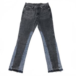 Pantalon évasé en jean slim noir délavé vintage pour homme Streetwear