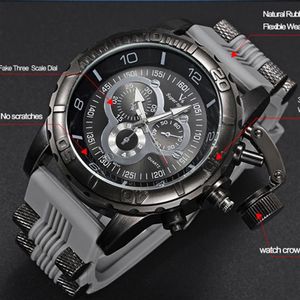 Montre à Quartz en Silicone pour hommes, V6, Super vitesse, surface 3D, horloge analogique militaire, grand cadran, Sport, 2023T, 223T