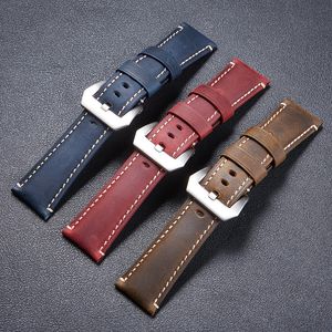 Montres pour hommes Accessoires Bracelet de montre en cuir de vache vintage Bracelet de montre pour hommes 24mm 26mm fit PAM Watchband montre-bracelet de créateur avec boucle de haute qualité