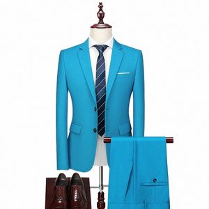 Hombres Wedding Drees Trajes Novio Sólido Ropa formal Dr Sets Chaquetas + Pantalones Trajes de 2 piezas Hombre Sólido Busin Fit Trajes Tamaño 6XL P6GB #