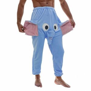 Pantalons d'hiver pour hommes Nouveauté amusante Pyjamas épais humoristiques Pantalons Thème animal éléphant Boxers Cadeaux pour hommes Pantalons amples élastiques c4TI #