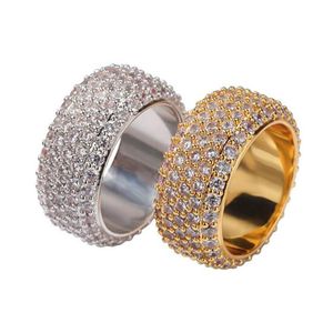 Hombres Mujeres Bling Ring CZ 360 Eternity Hiphop Ring 18K chapado en oro Cubic Zirconia Micro Pave Diamond Ring Whos3085